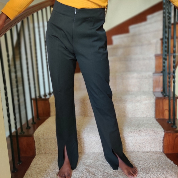Signed Paris Black Pant With Front Zipper & Slits - Picture 1 of 9
